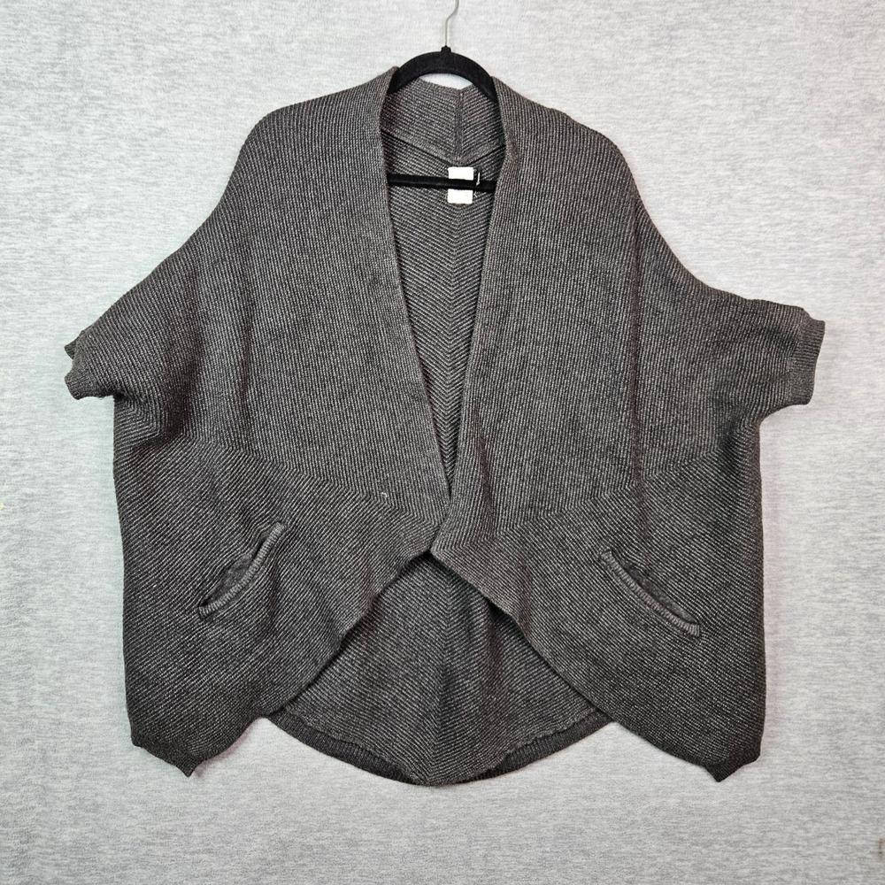 Akemi + Kin Anthropologie Gray Ribbed Open Front Batwing Cardigan Sweater OS